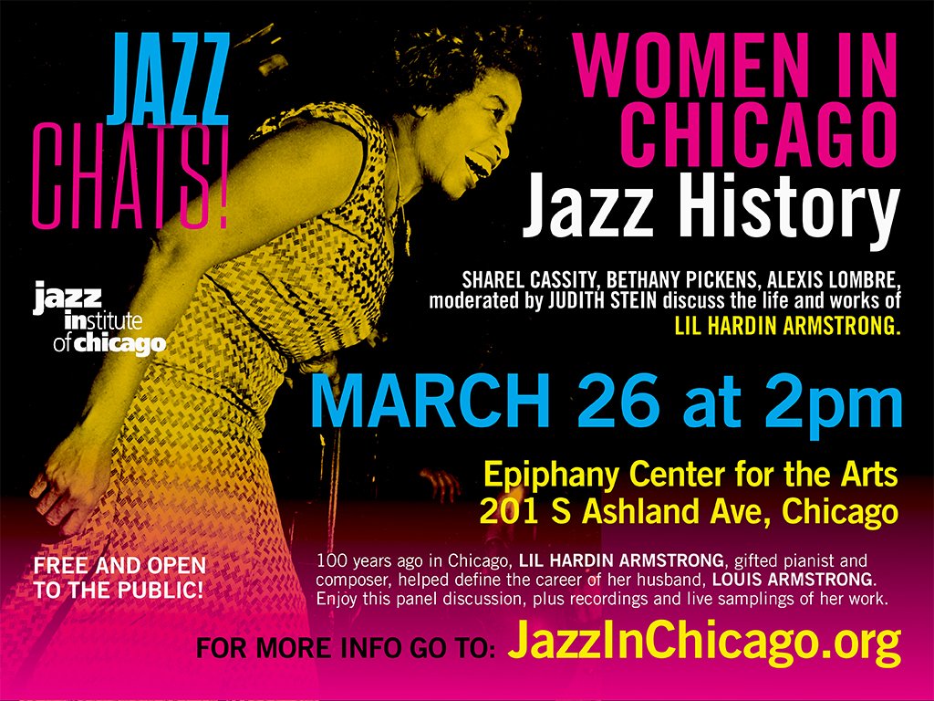 jazzinstitute's tweet photo. Celebrating Lil Hardin at the Women in Jazz Chat on March 26th at Epiphany Center for the Arts!
For more information: https://t.co/DBsd1hfBmx https://t.co/En79hkWN9i