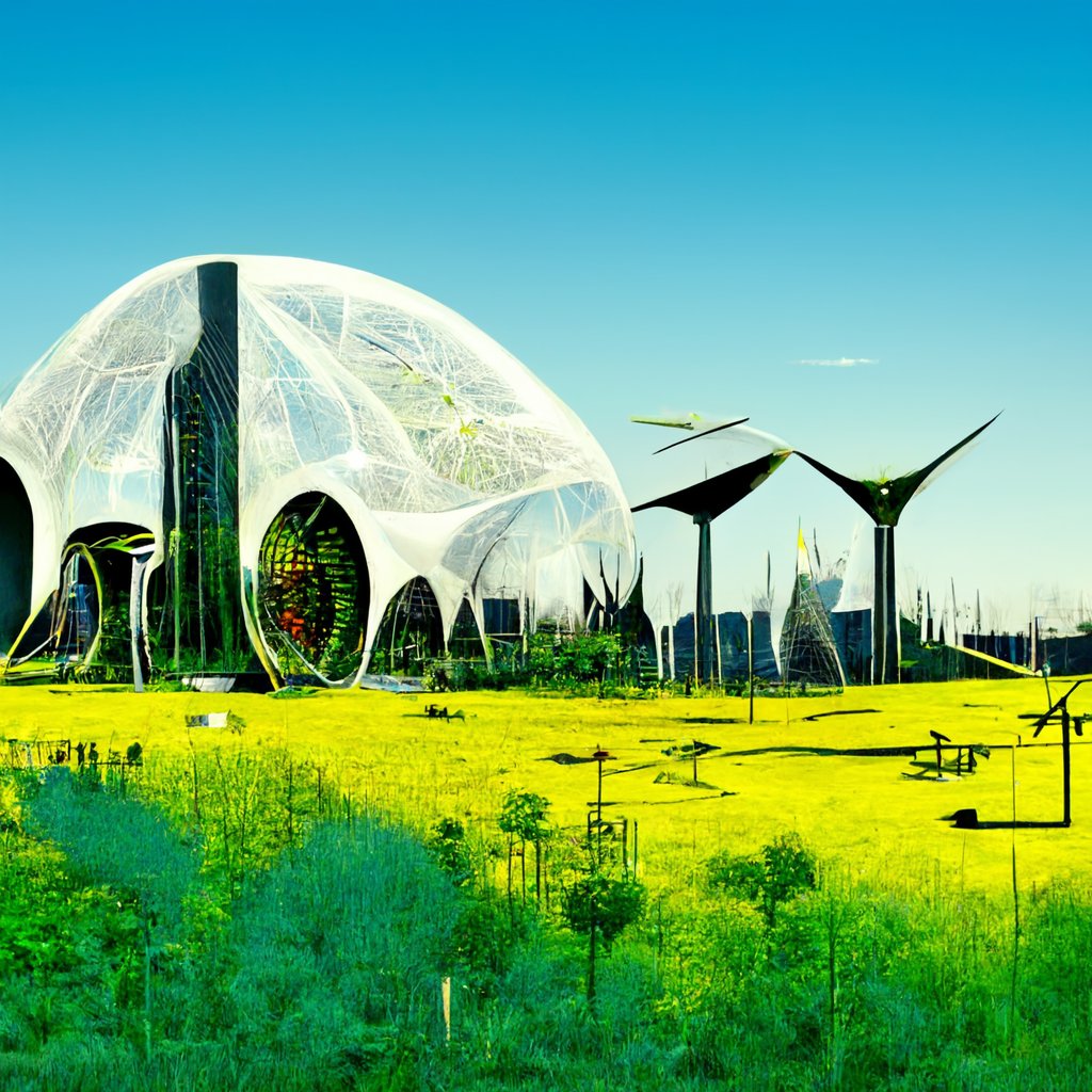 midjourney's tweet photo. @WildSunLove Here ya go "An ecological solarpunk utopia." https://t.co/dCyq5mnrzY