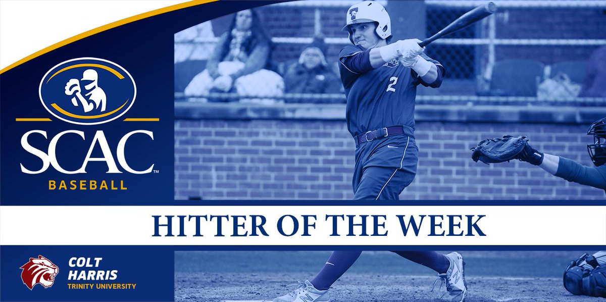 SCAC_Sports's tweet photo. .@TrinityUTigers' Colt Harris named #SCACBsb Hitter of the Week for Week 6!⚾️

📰| https://t.co/ZQxhyT5W4G
#SCACPride | #d3baseball https://t.co/t4QDYygwQo