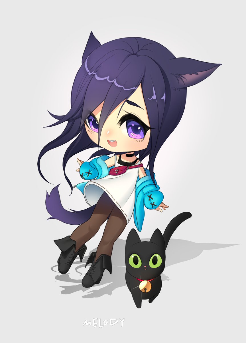 KnifeKitty_'s tweet photo. Melody Thyme and her Black Coeurl 🌿⭐️ #AnimeArt https://t.co/uuO77SrENu