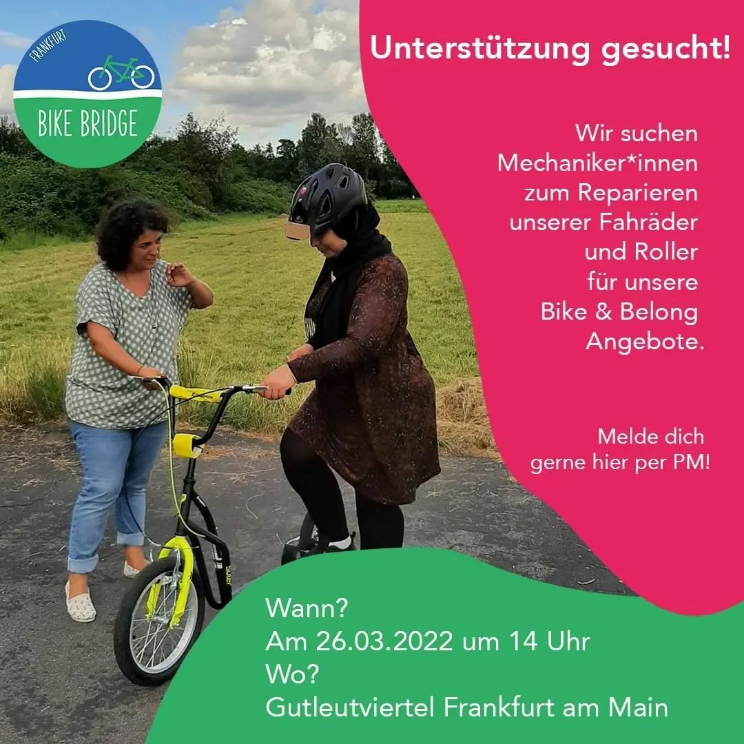 bike_bridge's tweet photo. Wer hat Lust Fahrräder & Roller zu reparieren bei Kaffee & Kuchen? 🙋♀️
Wir wollen unseren Fuhrpark fit machen in Frankfurt und brauchen viele helfende Hände. Erfahrungen sind super, aber keine Voraussetzung.
Wir freuen uns auf euch! 💙💚🚲
👉frankfurt@bikebridge.org
#BBFFM https://t.co/ky2gAdt5kT