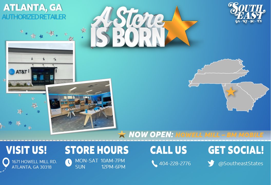We are excited to welcome our newest location: Howell Mill - BM Mobile! #AstarIsBorn #NewLocation #SoutheastStates #Att #LifeAtAtt