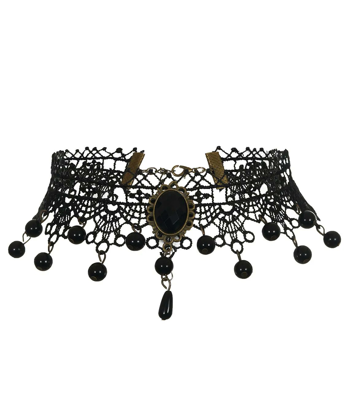 Collier Victorien Rose Gothique En Dentelle Et Perles - Tour De Cou Halloween, Cosplay, Style Lolita