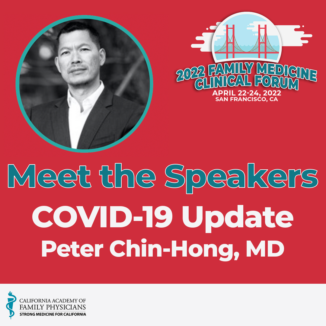 cafp_familydocs's tweet photo. Meet Peter Chin-Hong, MD! @PCH_SF is Associate Dean for UCSF Regional Campuses and is a medical educator who specializes in treating infectious diseases. He will team up with @dr_jeph , MD, FAAFP to discuss COVID updates. https://t.co/lWyPiX0SZI #CAFPForum #FamilyDocs https://t.co/gHQ5hcnqpn