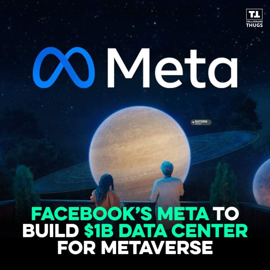 TThugsNFT's tweet photo. Meta, the parent company of Facebook, is investing over $1 billion in building a new data center in Spain to help build the foundation of its metaverse, along with plans to hire 2,000 staff in the region to push development.
#trillionairethugs #nft #nftcommunity #metaverse https://t.co/SBk9bdutEO