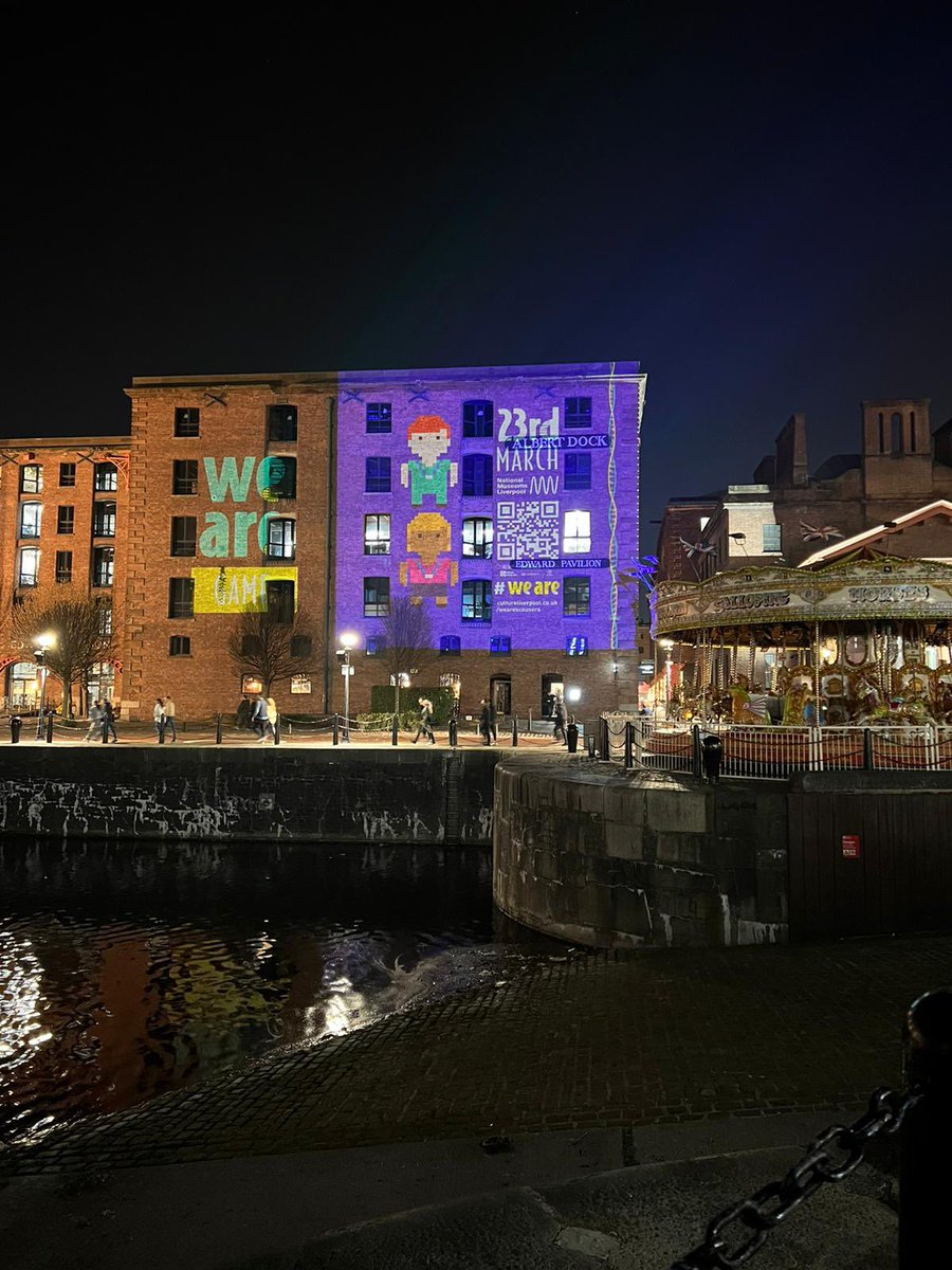 CultureLPool's tweet image. #WeAre | Have you spotted something different @theAlbertDock tonight? #WeAre game with @FocalStudiosLtd as we get ready for the big event this Wednesday @MuseumLiverpool 📽 

👉 cultureliverpool.co.uk/wearescousers/