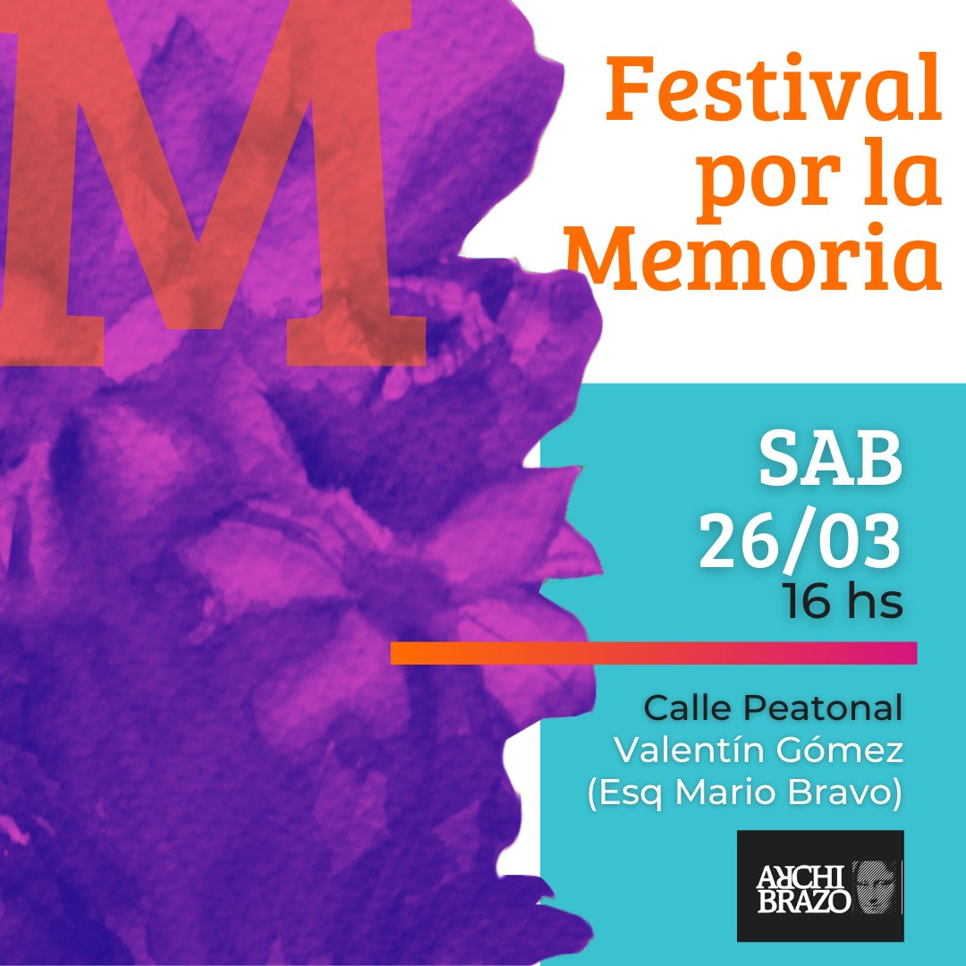 archibrazo's tweet photo. 🎵 Festival por la Memoria en la calle! - https://t.co/OE0Wh8aeBH Sábado 26 de Marzo, una jornada para reencontrarnos entre vecinxs y los Derechos Humanos #DíaDeLaMemoria #Archibrazo #CorteDeCalle #MúsicaEnVivo #Almagro #EventosGratis #TeatroComunitario #Teatro https://t.co/03u7Xmqxrv