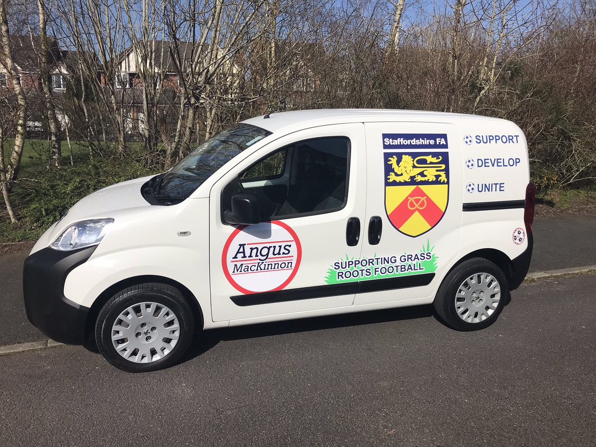 StaffordshireFA's tweet photo. The first County Cup Final of the season… and the first formal outing for the new Staffordshire FA van!

Courtesy of our friends at @AngusMacKinnonl, who kindly donated the vehicle to support grassroots football across Staffordshire.

#StaffordshireFootball #SupportDevelopUnite https://t.co/qkCc3ciTGB