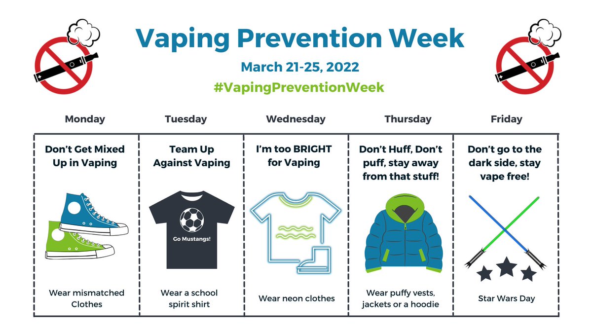 PasadenaISD_TX's tweet photo. It's Vaping Prevention Week! 💨🚫
Make sure to share your photos with us by using the hashtag #VapingPreventionWeek 💪 https://t.co/4ebSWmCzVz