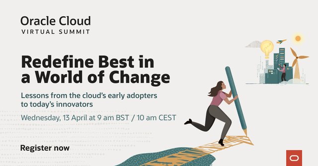 Swami_Oracle's tweet photo. After a decade in the #cloud, how are leading companies sustaining innovation? Register for the next Oracle #VirtualSummit to hear their stories: 📆 April 13, 10 am CET https://t.co/vbY2VJPZtM https://t.co/j5mTXZbPG8