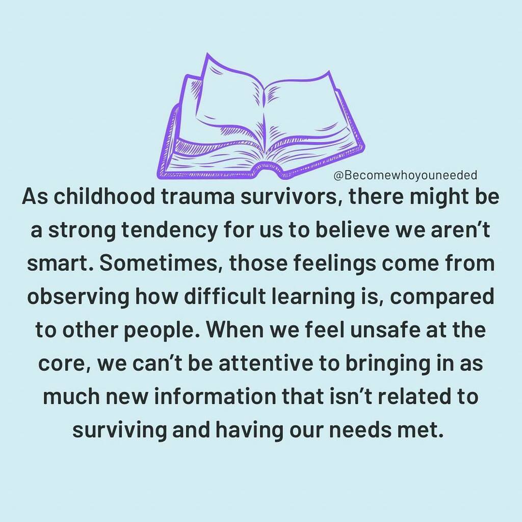 CookiesandDonut's tweet photo. #Repost @becomewhoyouneeded
・・・
Hey friends! Happy Monday 🤗

Sometimes I hear statements from survivors of childhood trauma saying they aren't smart or other people are more intelligent. I grew up thinking I was dumb because other people around me knew way more informati… https://t.co/jeAx9LZ5NH