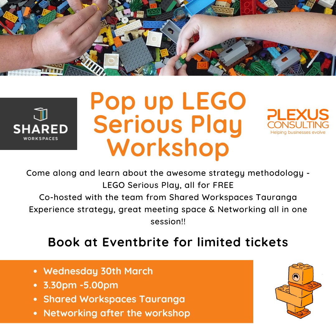 Get in quick, I am running a pop up LEGO Serious Play workshop in Tauranga. This is am amazing opportunity you really don't want to miss and did I mention it's all free all you have to do is book ! Book before spaces run out. #LEGOseriousplay #tauranga #workshop