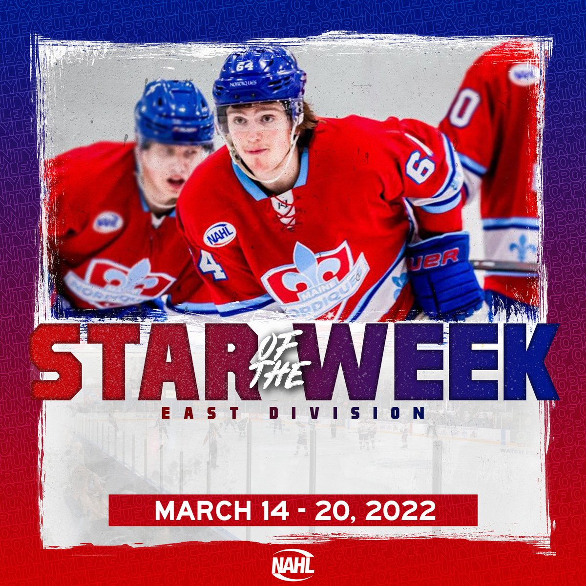 NAHLHockey's tweet photo. #NAHL @BauerHockey East Division Star of the Week for March 14-20, 2022: Brendan Gibbons, Forward, @MaineNordiques https://t.co/tEdoNtf8zF https://t.co/vMcIxS2ljv