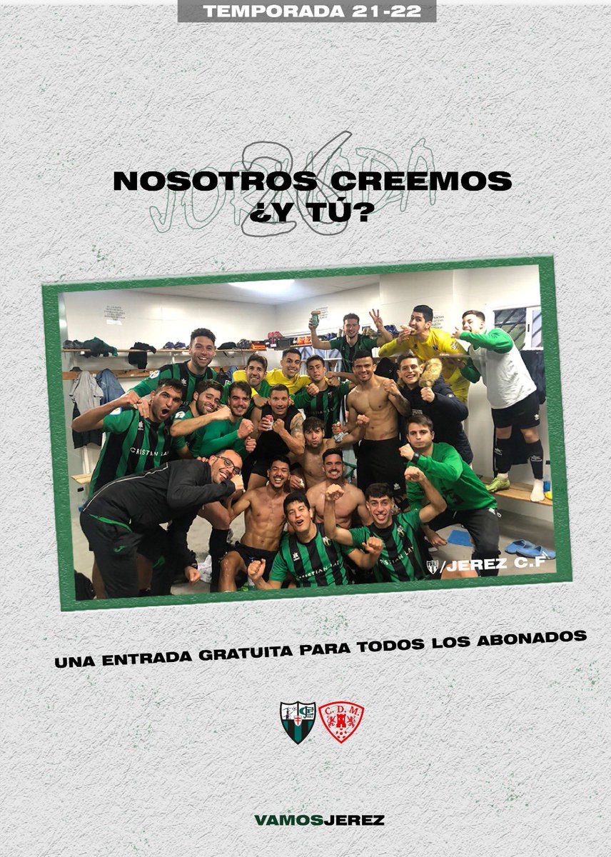 🚨¡Lo prometido es deuda!🚨

Todos los abonados tendréis una entrada gratis para esta semana en el importantísimo partido. 🎟

Os necesitamos muchísimo AFICIÓN‼️

🗓Domingo 27
⏰18:00h
🆚<a href="/CDMiajadas/">CD Miajadas</a> 
🏟Manuel Calzado Galván 

𝑵𝒐𝒔𝒐𝒕𝒓𝒐𝒔 𝒄𝒓𝒆𝒆𝒎𝒐𝒔 ¿𝒀 𝑻Ú?💚