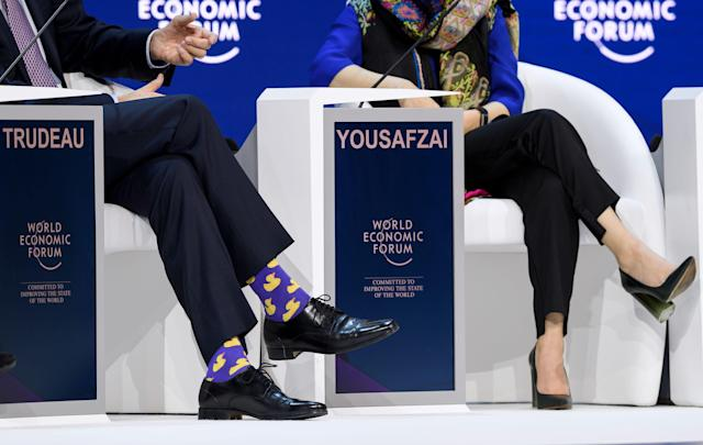 dar_nicholson's tweet photo. @JustinTrudeau Another photo op?  Well, don't forget your Fruity Pebbles socks cause nothing gets people thinking you're a serious leader than having your duckie socks!! https://t.co/i3PqGod6CN