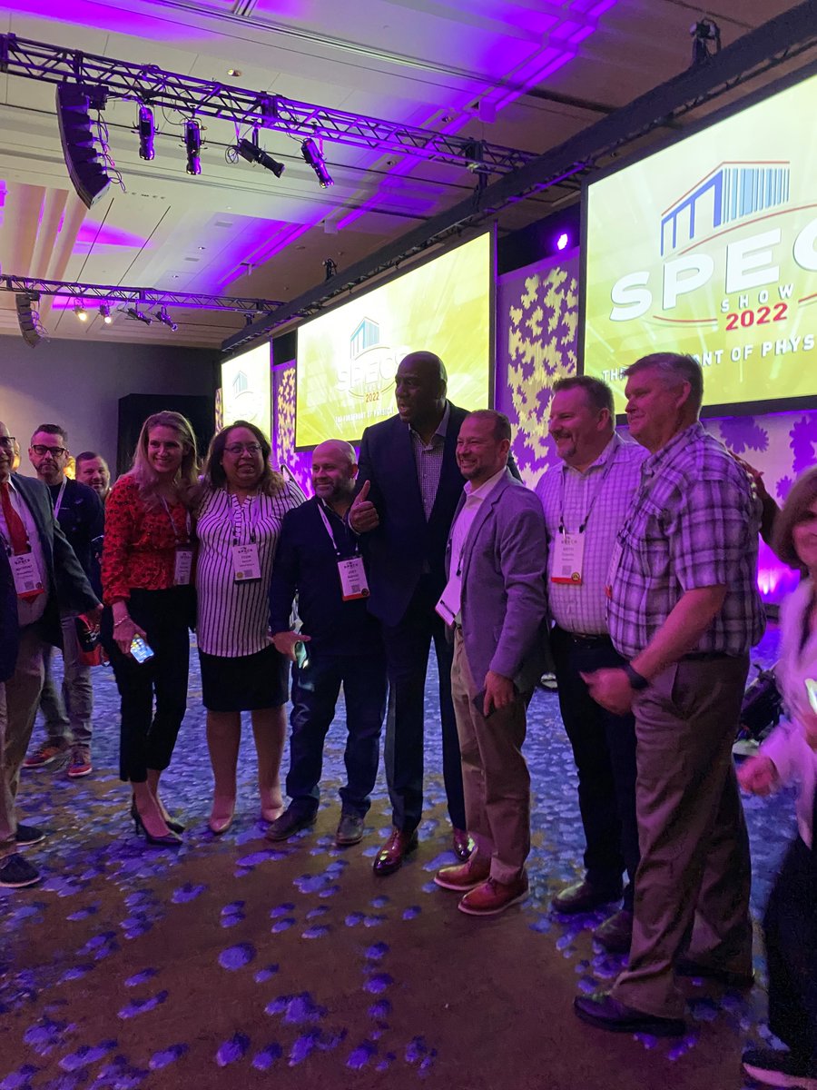 ScoutServices's tweet photo. We loved listening to the "magic" behind Magic Johnson at today's #SPECSSHOW2022 in Dallas today! "Coach said practice was at 10am - I showed up at 7:30." Now that's a work ethic that gets results!  Our team at Scout Services can relate!  Thanks @ChainStoreAge! https://t.co/0SEjAeulai