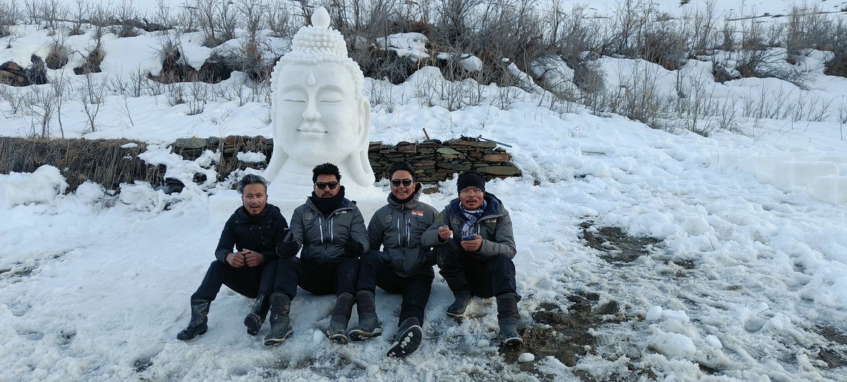 “May all beings have happy minds.” Buddha
Snow sculpture at Barbog Keylong during Lahaul Ice and Snow Sports Carnival #lisscarnival #snowsculpture #snow #sculpture #art