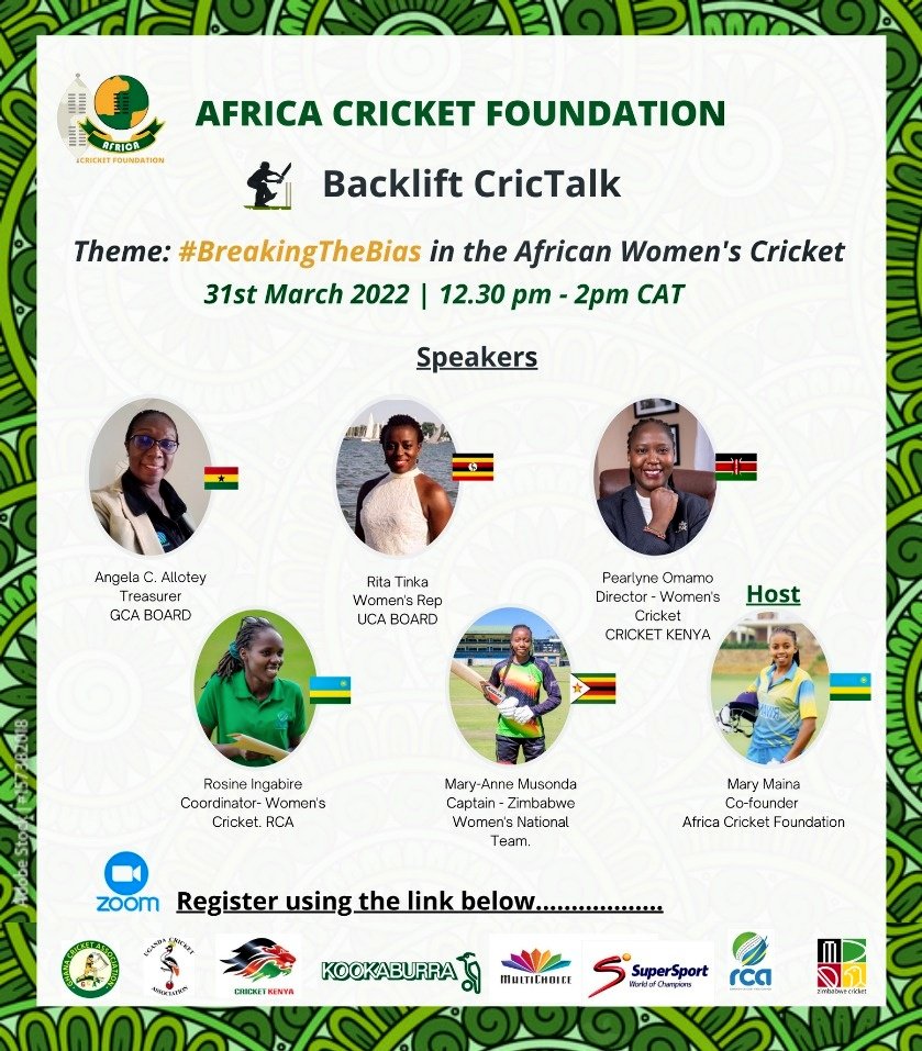Africa Cricket Foundation (@aca_foundation_) on Twitter photo MEET OUR SPEAKERS!! ๐ท๐ผ๐ฌ๐ญ๐ฟ๐ผ๐บ๐ฌ๐ฐ๐ช
๐ Rosine Ingabire - <a href="/RwandaCricket/">Rwanda Cricket Association</a> ๐ท๐ผ
๐ Rita Tinka - <a href="/CricketUganda/">Uganda Cricket Association</a> ๐บ๐ฌ
๐ Pearlyne Omamo - <a href="/CricketKenya/">Cricket Kenya</a> ๐ฐ๐ช
Don't miss the BIG dialogue on #BreakingTheBias in the African Womenโs Cricket.
REGISTER HERE >>> us02web.zoom.us/meeting/registโฆ
#CWC22 MEET OUR SPEAKERS!! ๐ท๐ผ๐ฌ๐ญ๐ฟ๐ผ๐บ๐ฌ๐ฐ๐ช
๐ Rosine Ingabire - <a href="/RwandaCricket/">Rwanda Cricket Association</a> ๐ท๐ผ
๐ Rita Tinka - <a href="/CricketUganda/">Uganda Cricket Association</a> ๐บ๐ฌ
๐ Pearlyne Omamo - <a href="/CricketKenya/">Cricket Kenya</a> ๐ฐ๐ช
Don't miss the BIG dialogue on #BreakingTheBias in the African Womenโs Cricket.
REGISTER HERE >>> us02web.zoom.us/meeting/registโฆ
#CWC22