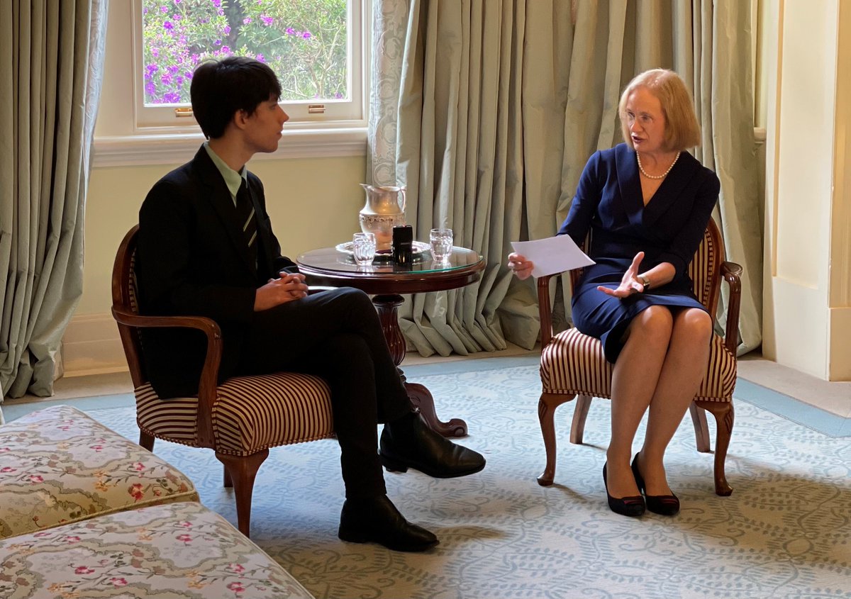 Her Excellency this afternoon welcomed students and staff from Bundamba State Secondary College, who interviewed the Governor for the student-run Bundamba Post.