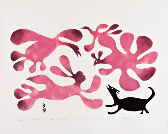 Dog Sees the Spirits, 1960 by Inuk artist Kenojuak Ashevak #WomensArt
