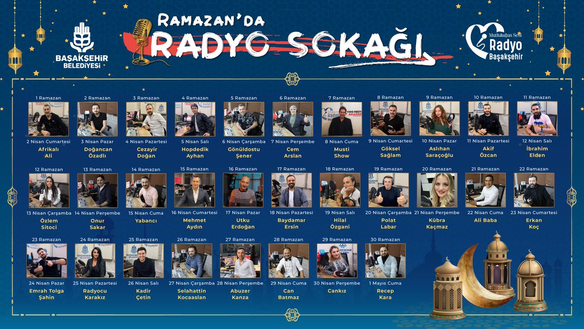 📻 Bir radyo efsanesi Radyo Sokağı bu Ramazan’da da Türkiye’nin en iyi radyo programcılarıyla mutluluk dolu. 💫

🎙 Ramazan boyunca her gün saat 22.00’de Radyo Sokağı’nda buluşuyoruz. 

🎧 radyobasaksehir.com