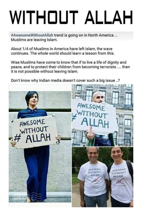sunaina_bhola's tweet photo. Some of the Peaceful #Muslims of North America left Izlam and to join religion as per their choice. 
I blv Thank God #TinaDabi also left Muzlim husband Atahar Khan and will marry Dr. #pradeepgawande in few days. May be #awesomewithoutallah 
#LoveJihad https://t.co/7zSpy8FAxf