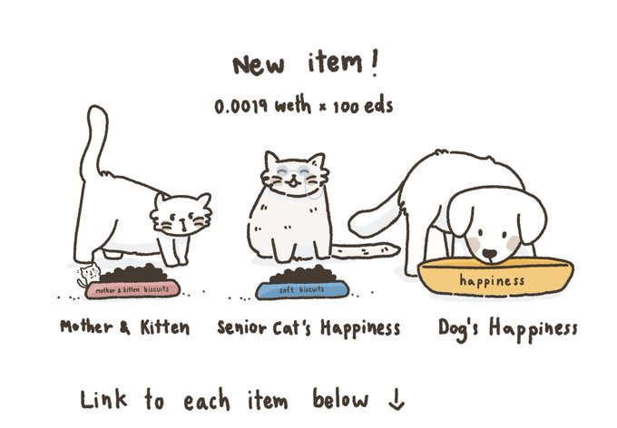 The Little Lives     New Items✨
———————

0.0019 weth x 100 eds

100% of the proceeds will be used to feed stray cats and dogs this Frieday at Elephant Nature Park, Chiang Mai.
赚取的100%会用来购买猫猫、狗狗的饲料 。
Link to each item below🔻 ลิงก์ของแต่ละไอเท็มอยู่ในเธรดค่ะ
1/8