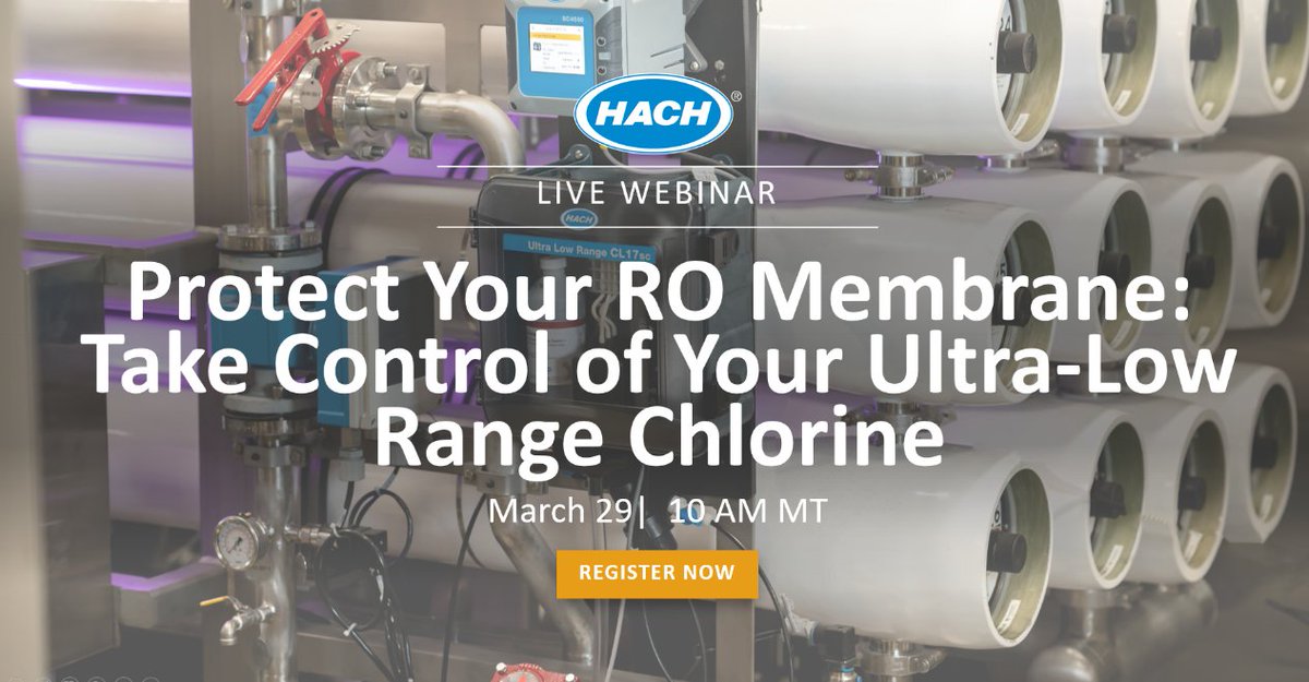 Únase HOY a los expertos de Hach y conozca de primera mano cómo controlar con precisión su proceso de decloración. No se lo pierda 👉ow.ly/22a550HPIX0

#ROmembrane #dechlorination #decloración #CL17ULR