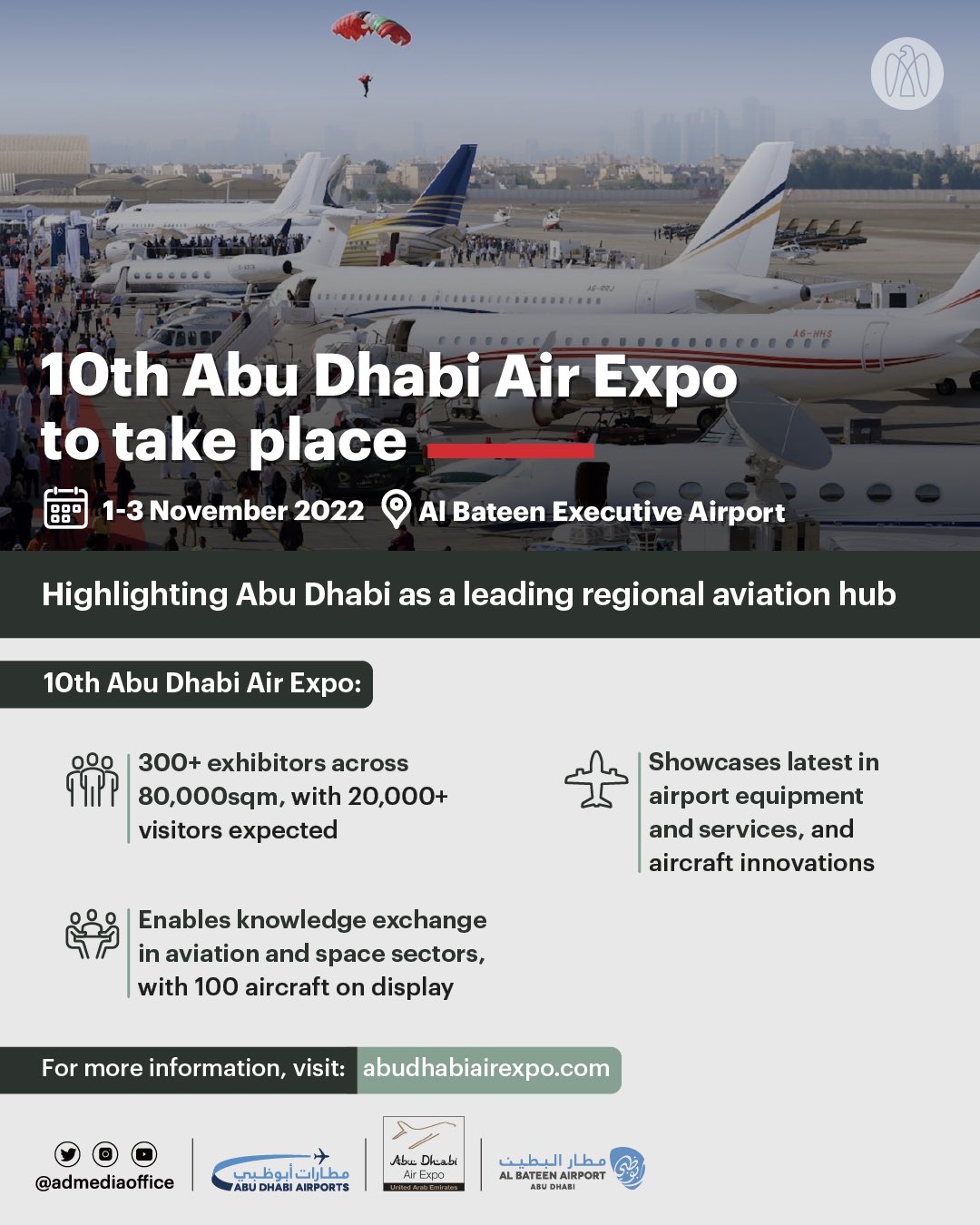 مكتب أبوظبي الإعلامي on Twitter ".AUH’ 10th Abu Dhabi Air Show will