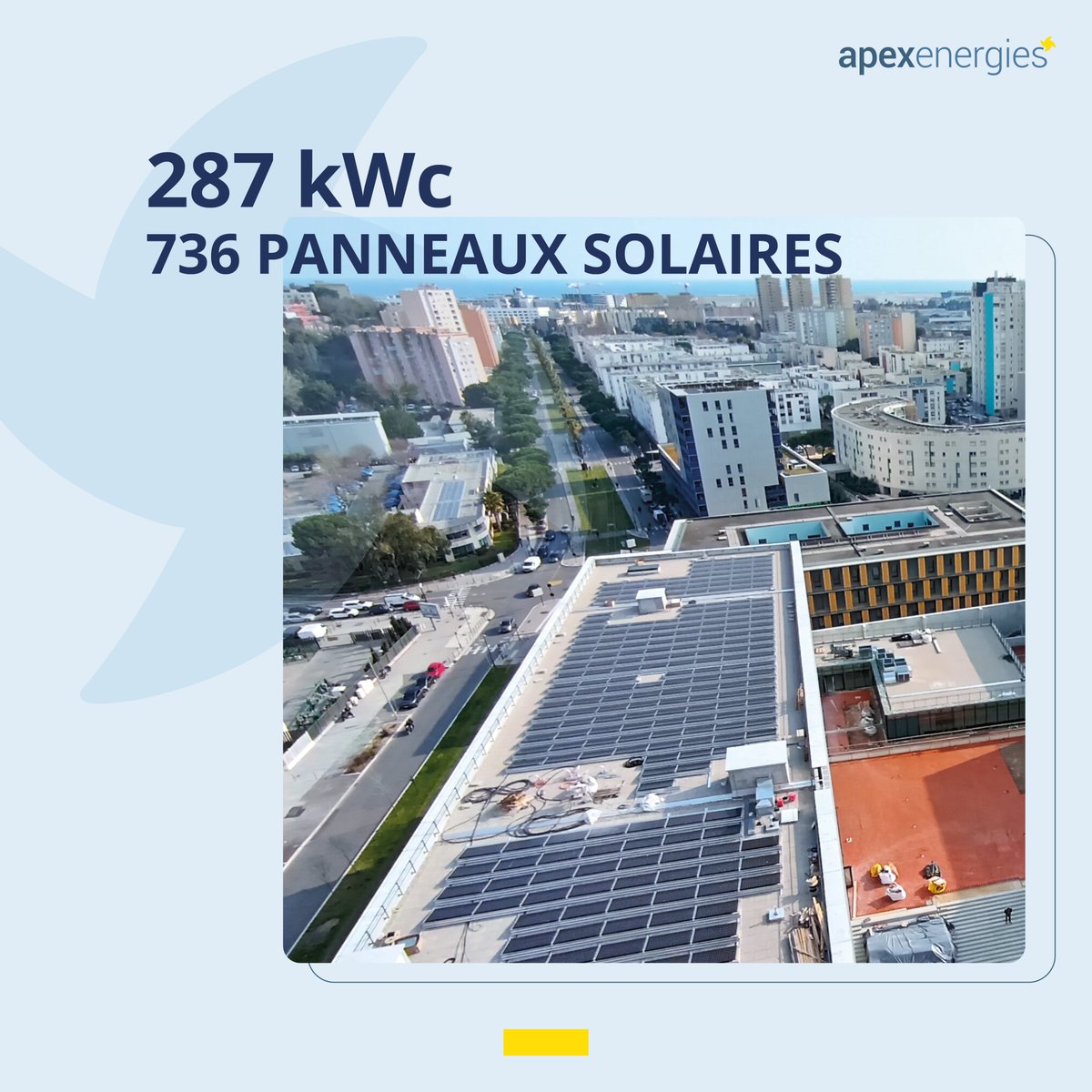 Apex_Energies's tweet photo. CHANTIER EN COURS 🚧AUTOCONSOMMATION –Retour sur notre projet pour la CCI de Nice! Apex Energies est fier de réaliser un projet qui s’inscrit dans le cadre de la construction d'un campus d'apprentissage.📓

La centrale de 287 kWc, délivrera une production annuelle de 375 MWh ⚡ https://t.co/2MhL9DTcMM