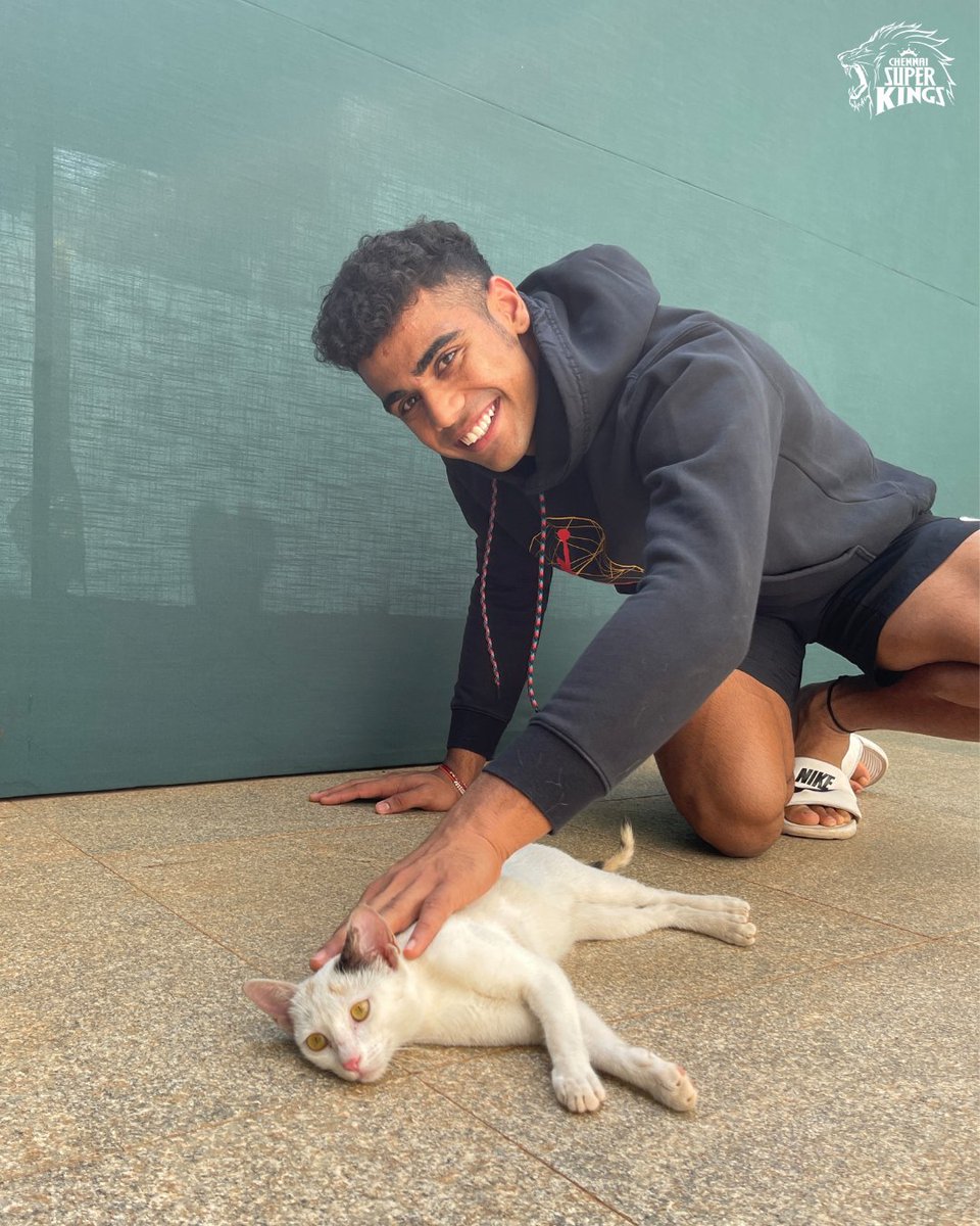 ChennaiIPL's tweet photo. Rasukutty 🦁 with Poonaikutty😸! 

#WhistlePodu #Yellove 💛 https://t.co/QRwPdTyQH1