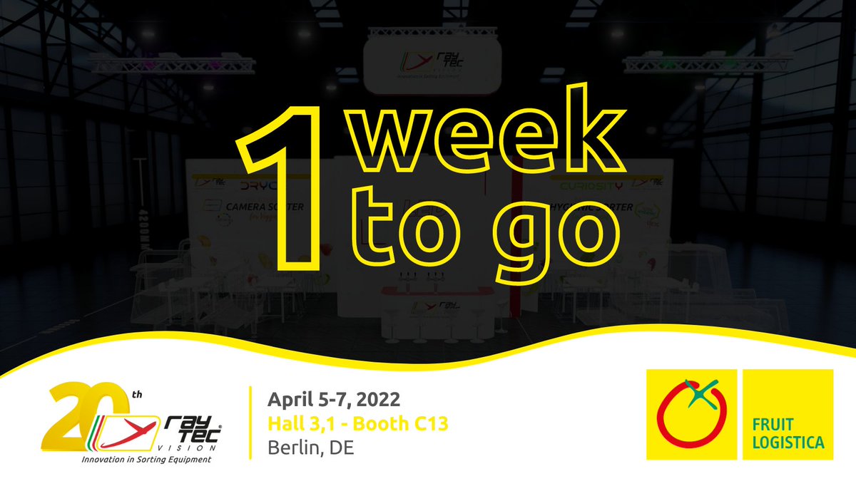 Raytec_Sorting's tweet image. Everything&apos;s ready for the 2022 edition of @Fruit_Logistica, which will take place from 5th to 7th April in Berlin. We will be there to present our last innovations in sorting technology.
See you at 𝗛𝗮𝗹𝗹 𝟯.𝟭, 𝗕𝗼𝗼𝘁𝗵 𝗖𝟭𝟯!
#fruitsorting #sortingtechnology