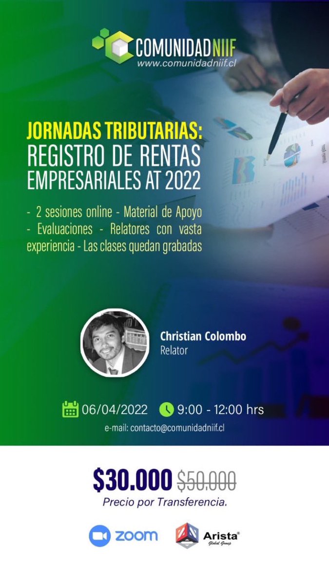 CuboSolutionsCL's tweet image. Aprovecha cupón de descuento:
"DESCUENTOSUSCRIPCIONMENSUAL(25%)"
Jornadas Tributaria - Laboral - Legal "Taller “Registro de Rentas Empresariales AT 2022"

lnkd.in/ejDitJRx