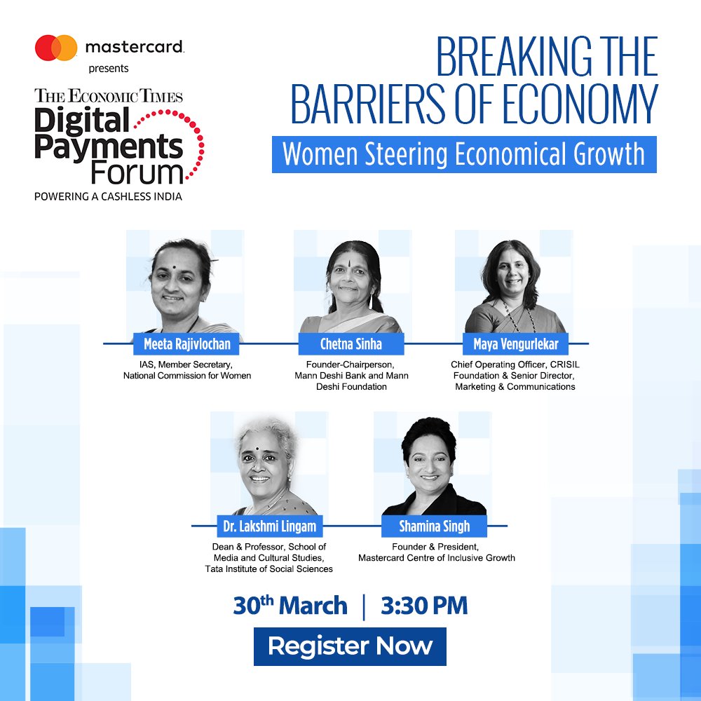 etgreycell's tweet photo. @Mastercard presents The Economic Times Digital Payments Forum. Join us for an interesting discussion on "Empower Women, Boost Economic Growth" on 30th March at 4 pm. @NCWIndia @MannDeshiOrg @CRISILFoundtion @TISSpeak @shaminasingh

Register Now:
https://t.co/kMfTAV4Q8i https://t.co/VZMsILR8KI