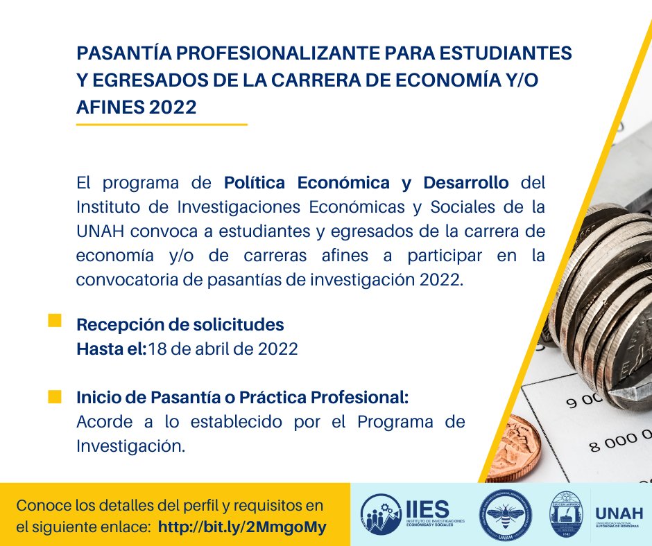 IIES_UNAH's tweet photo. ¡Pasantía Profesionalizante!
Puedes encontrar toda la información sobre esta oportunidad en el siguiente enlace: https://t.co/tD4UtJ3dYH
Convocatoria abierta hasta el 18 de abril.
#Pasantías #PasantíasIIES #IIES #FCEAC https://t.co/dDiGZnr9Ez