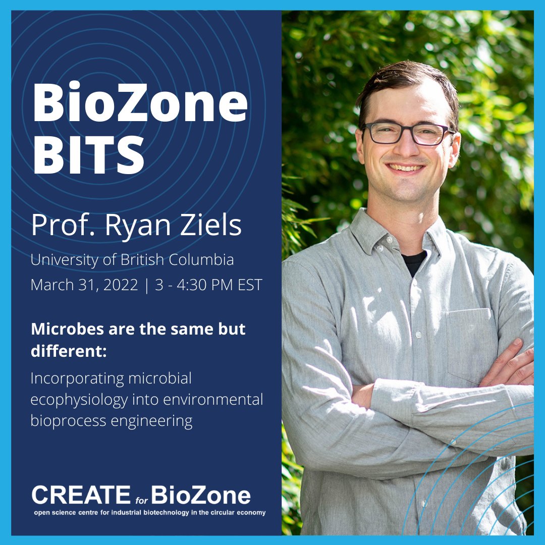 Come join us for BioZone BITS S2E2: Prof. Ryan Ziels on Thurs. March 31, 3 - 4:30 PM EST! Visit the link for details: tinyurl.com/43mwr3xn