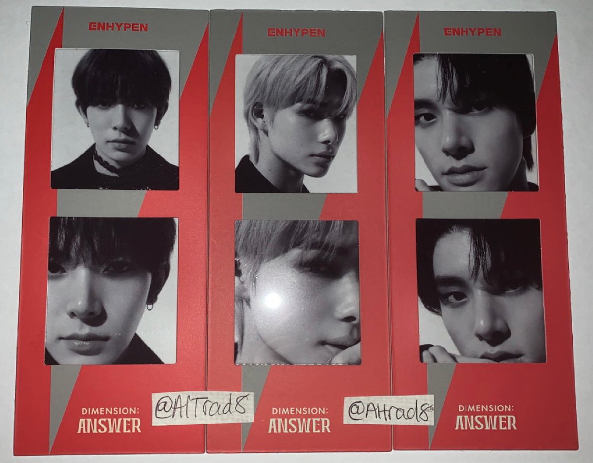 AlTrad8's tweet photo. ENHYPEN
Album: DIMENSION: ANSWER
Have: Heeseung, Ni-ki, Jake, Sunoo, Jay Polaroid &amp; Bookmark
Want: Sunghoon Equivalents
Location: UK
WW: Yes

#WTT #ENHYPEN #DIMENSION_ANSWER #Jake #Jay #Ni_ki #Heeseung #Sunoo #Sunghoon @enhatradez @TXTENHYPENtrade @kpopthriftshop @photocard_kpop https://t.co/laqbXYhiXC