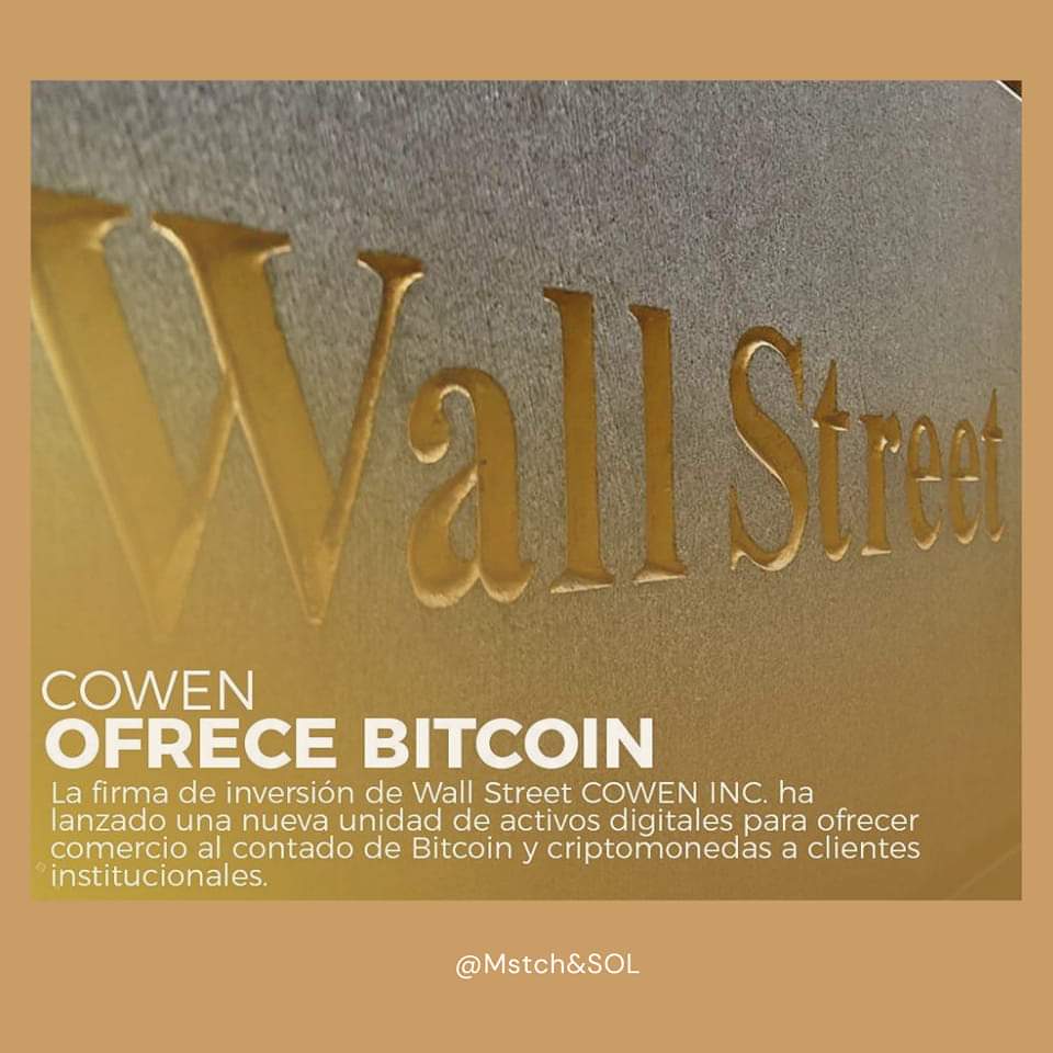 SOL_Mask's tweet photo. 👑 Wall Street en la Era Digital 👑
Cowen Digital permitirá a los clientes intercambiar 16 criptomonedas, incluidas Bitcoin, Ethereum y Solana, según un comunicado. 💪🏻💥💲
•
•
 #bitcoin #wallet #wallstreet #criptomoneda #NFT #DeFi #eradigital #negócios #monedadigital https://t.co/5EuCXLjgSw