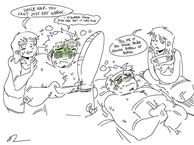 [ cw emeto ] the dragon of dojima has a tummyache but he is being SO brave about it 