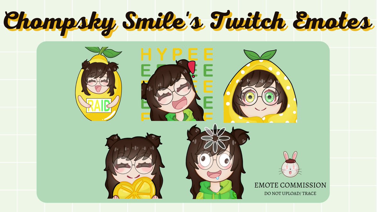 yuzuru_yazawa's tweet photo. Finish emotes of @Chompsky_smile!! #Chompart🍋 https://t.co/A108lehdqm