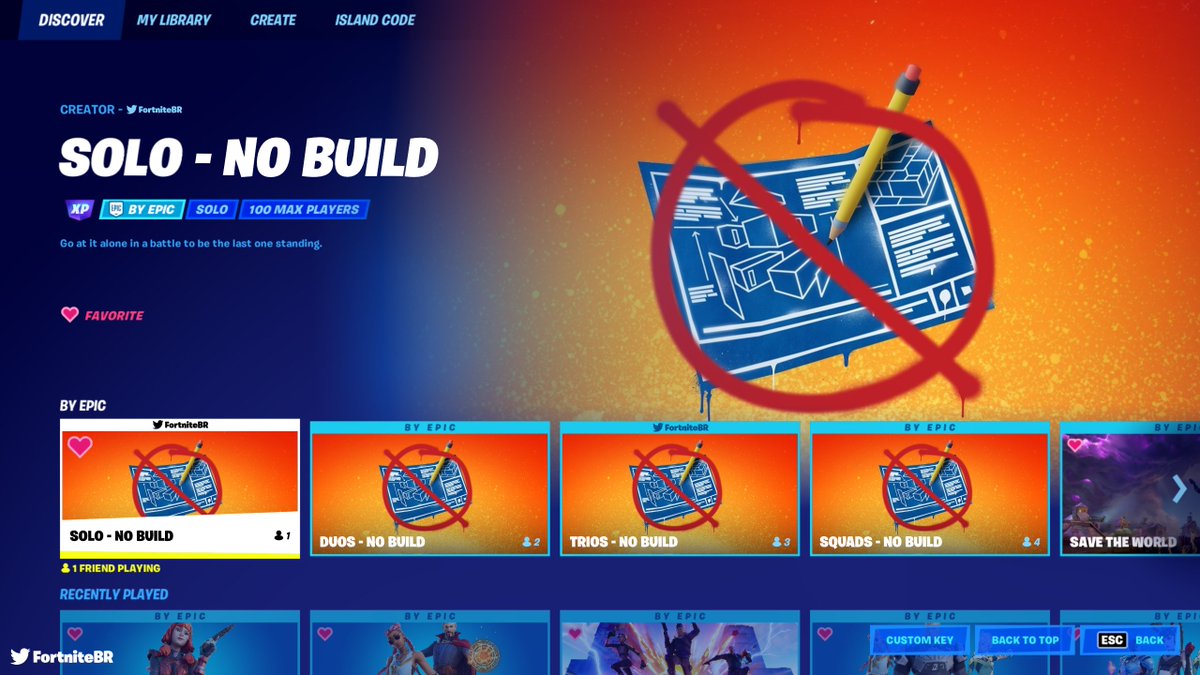 FortniteBR's tweet photo. Building will return to core modes today!

Special No Build playlists are also expected to go live, although this is not confirmed. #Fortnite https://t.co/uz0DYK4V5g