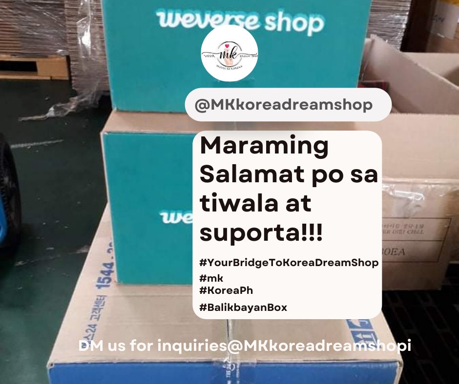 MKKoreaDream's tweet photo. Maraming Salamat po sa walang humpay na pagdating ng inyong parcels mga ka MK😍🙏

Kaya mga ka-MK avail na para hassle free ang pag shopping online. 

From Korea to Philippines, Door to Door Delivery!

#KoreanAddressRental #KoreanWarehouseRental https://t.co/bv7lnQPzqh