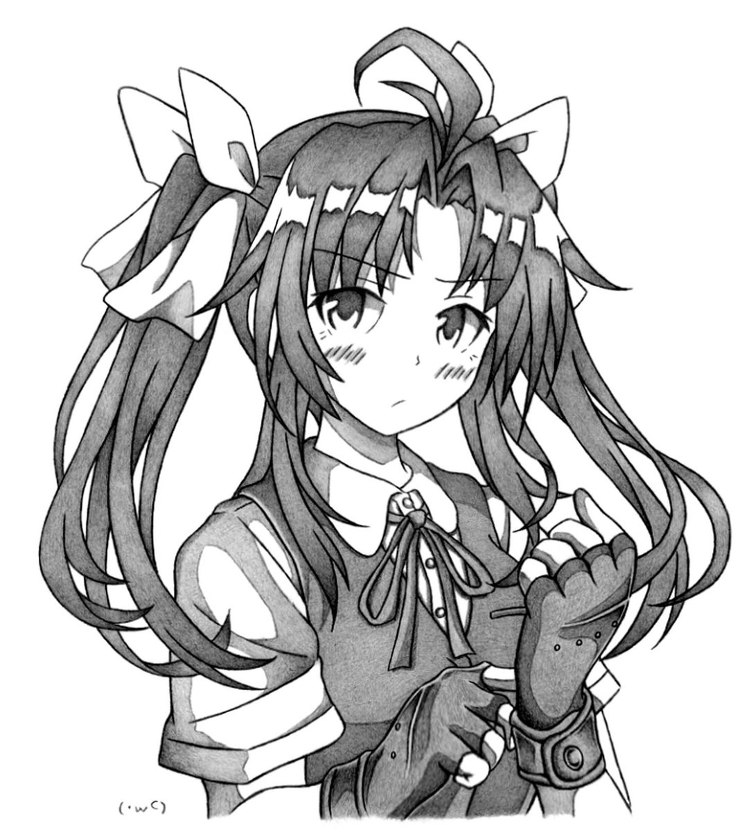 kagerou (kancolle) 1girl monochrome greyscale solo gloves twintails fingerless gloves  illustration images