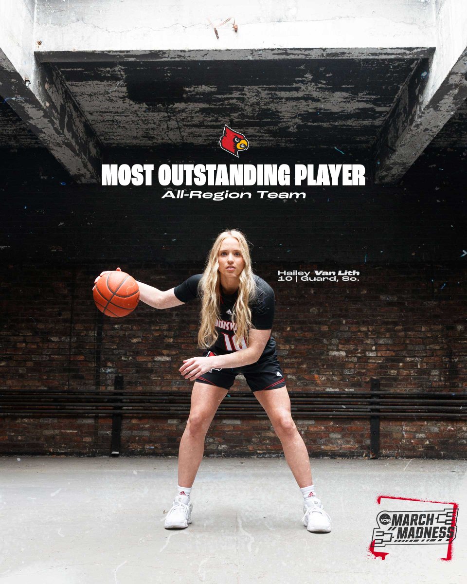 LouisvilleWBB's tweet photo. The Most Outstanding Player of the Wichita Regional, @haileyvanlith 

#GoCards x #MarchMadness https://t.co/MQSZK1AVAu