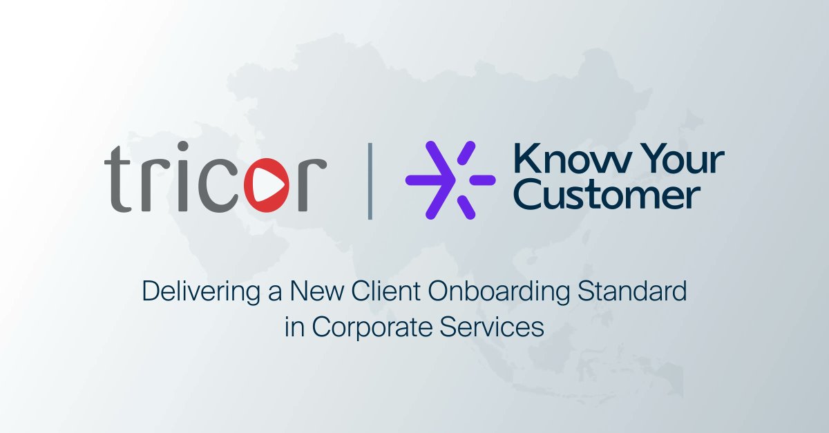 KYC_Ltd's tweet photo. Asia’s leading business expansion specialist #Tricor has selected Know Your Customer to drive a thorough digitisation of their #corporateonboarding and #AML processes.

Read more in our press release here: https://t.co/ESFOv8UgyS
#clientannouncement https://t.co/aDbOpkEqj2