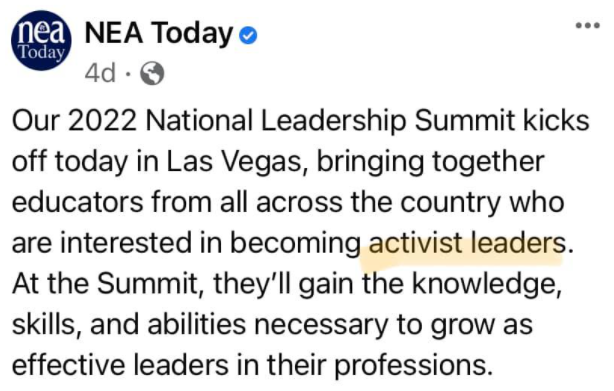 CBHeresy's tweet photo. Teachers: "we're educators, not activists!"

America's largest teacher's union: https://t.co/cUXsRvHtqB