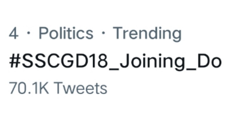 We are trending on number 4 with 70K tweet
#SSCGD18_Joining_Do