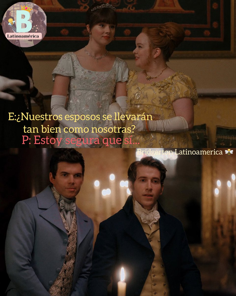 BridgertonLati2's tweet photo. Ellas: preocupadas por cómo se llevarán sus esposos..
Ellos: hablando por horas sobre los viajes de Colín y las plantas de Phillip 😂🙈🤭

#Bridgerton #bridgertonS2 #BridgertonNetflix https://t.co/j9XpYhW6CN