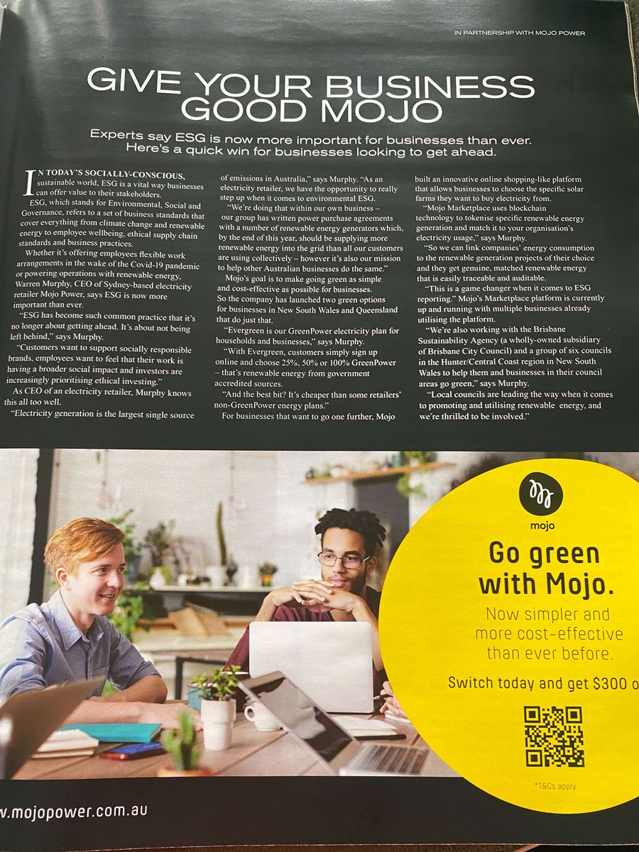mojopoweron's tweet photo. In case you missed it, Mojo was featured in The Australian last month.
https://t.co/yhusFTmCJ6 https://t.co/Urh5EDJG6b