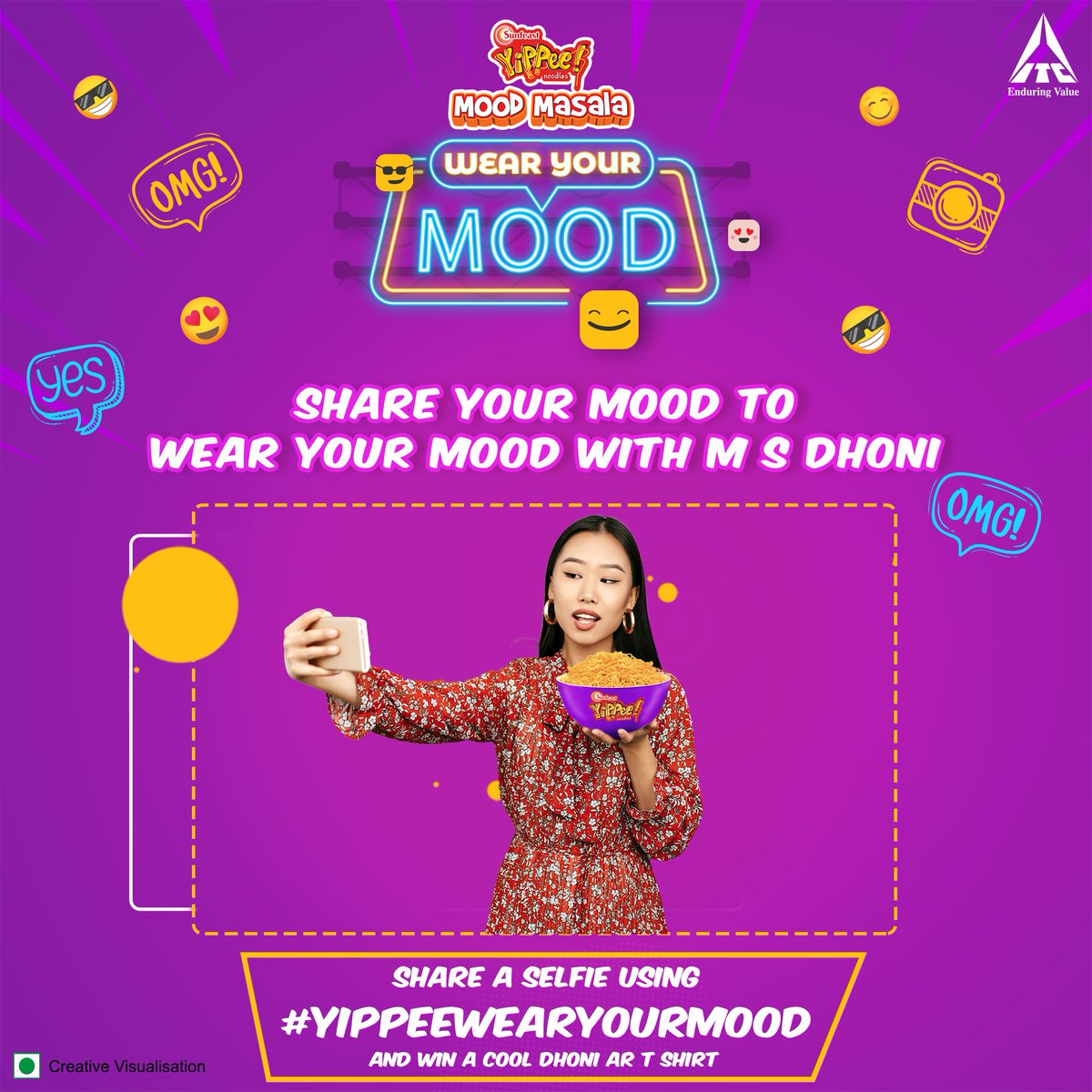 Win a cool AR T-shirt featuring Dhoni by sharing a selfie of your mood with a pack or bowl of YiPPee! Mood Masala using #YiPPeeWearYourMood and tag @sunfeast_yippee. T&C: nimb.ws/fCHr58 #YiPPeeNoodles #ContestAlert #MoodMasala #Chill #Thrill #Crazy #YiPPeeWearYourMood